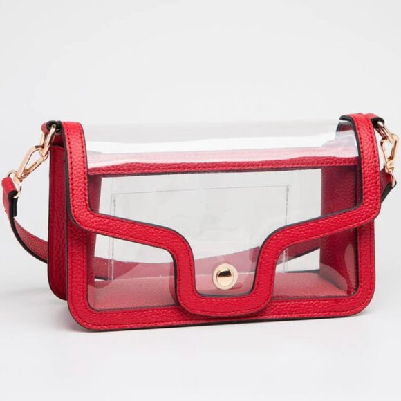NWT Red Stadium Approved Red Trim Clear Crossbody Shoulder Bag Gameday & Concert - Picture 1 of 6